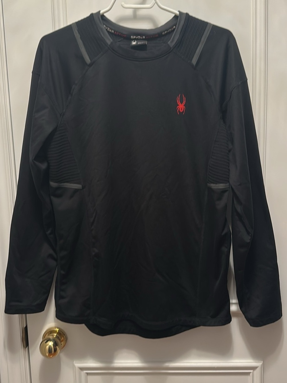 Spyder Men’s Black Long-Sleeve Performance Shirt with Red Logo